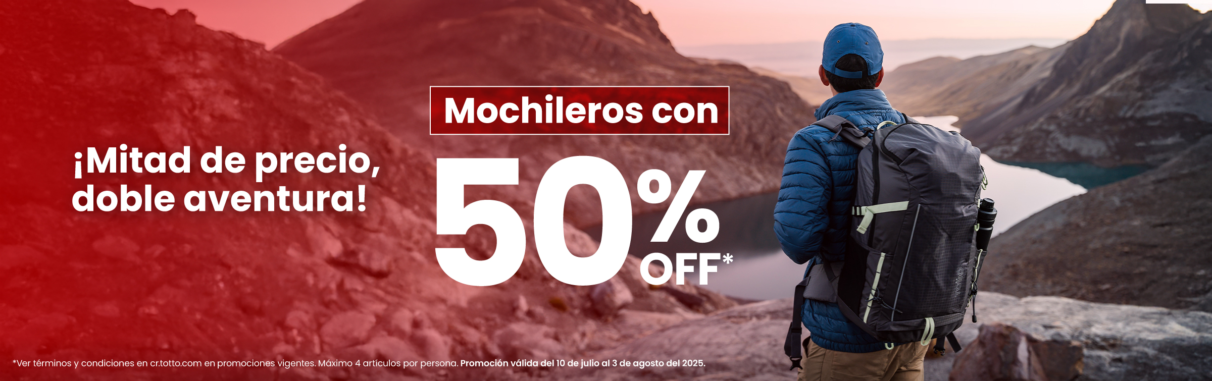 Mitad de precio, doble aventura. Mochileros con 50% Off